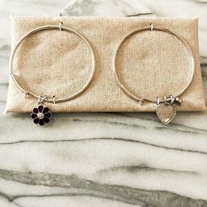 Best Friend Charm‎ Bracelet Set Silver Toned Slide Bangle
